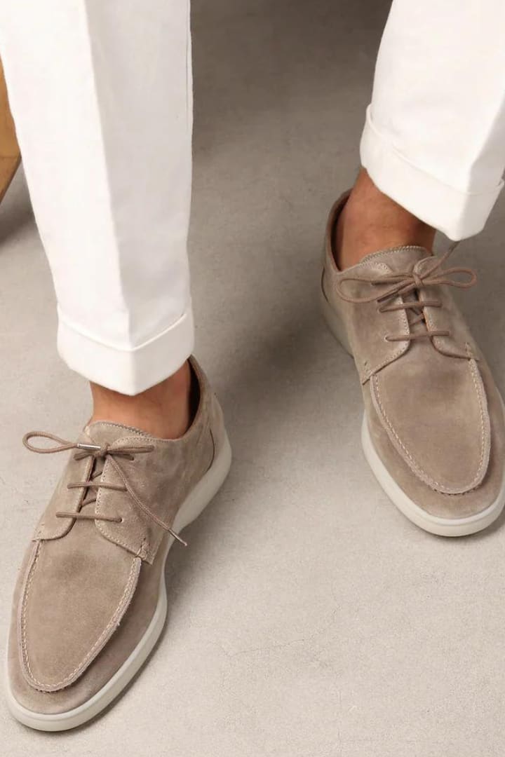 Men's Suede Look Lace-Up Loafers | Leofric_5