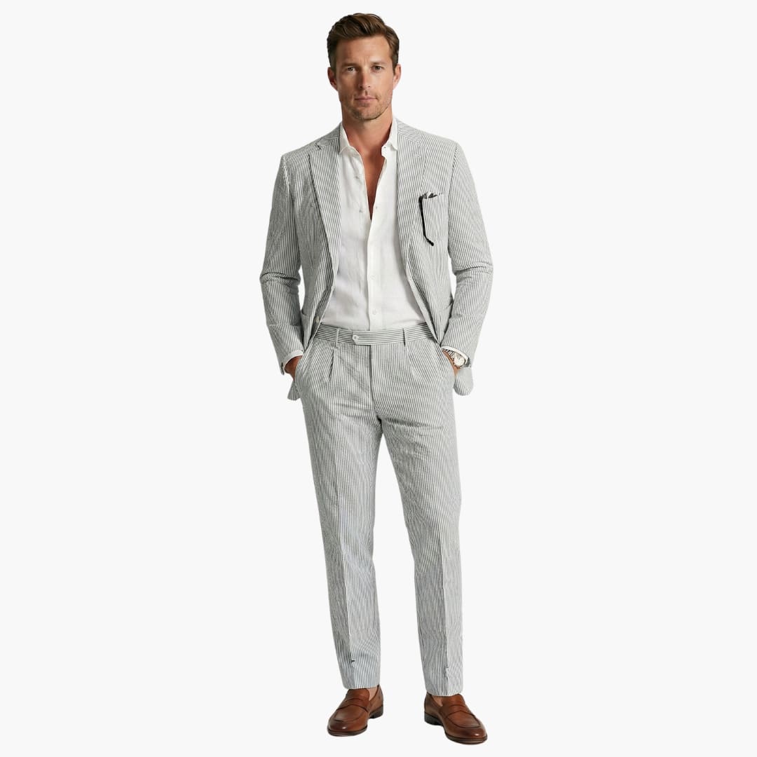 Men's Single Breasted Pinstripe Two Piece Suit | Nathaniel_4