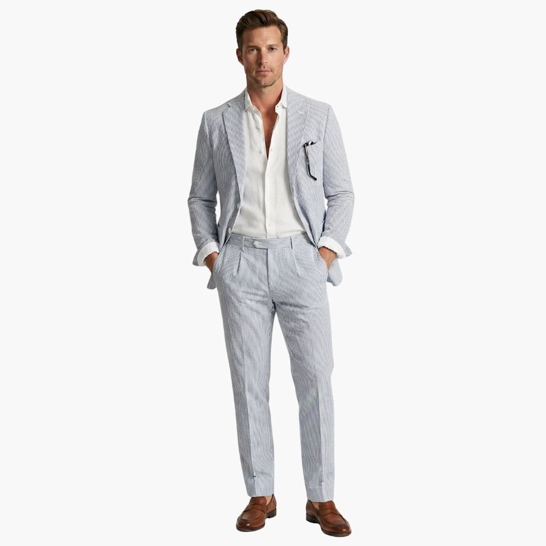 Men's Single Breasted Pinstripe Two Piece Suit | Nathaniel_5