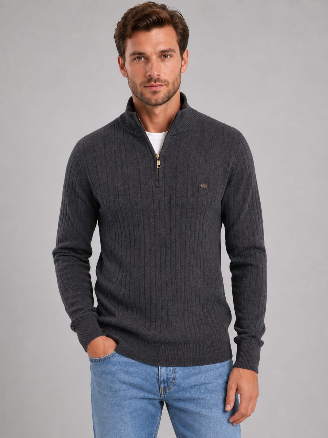 Men's Cotton Quarter Zip Jumper | Alaric_6