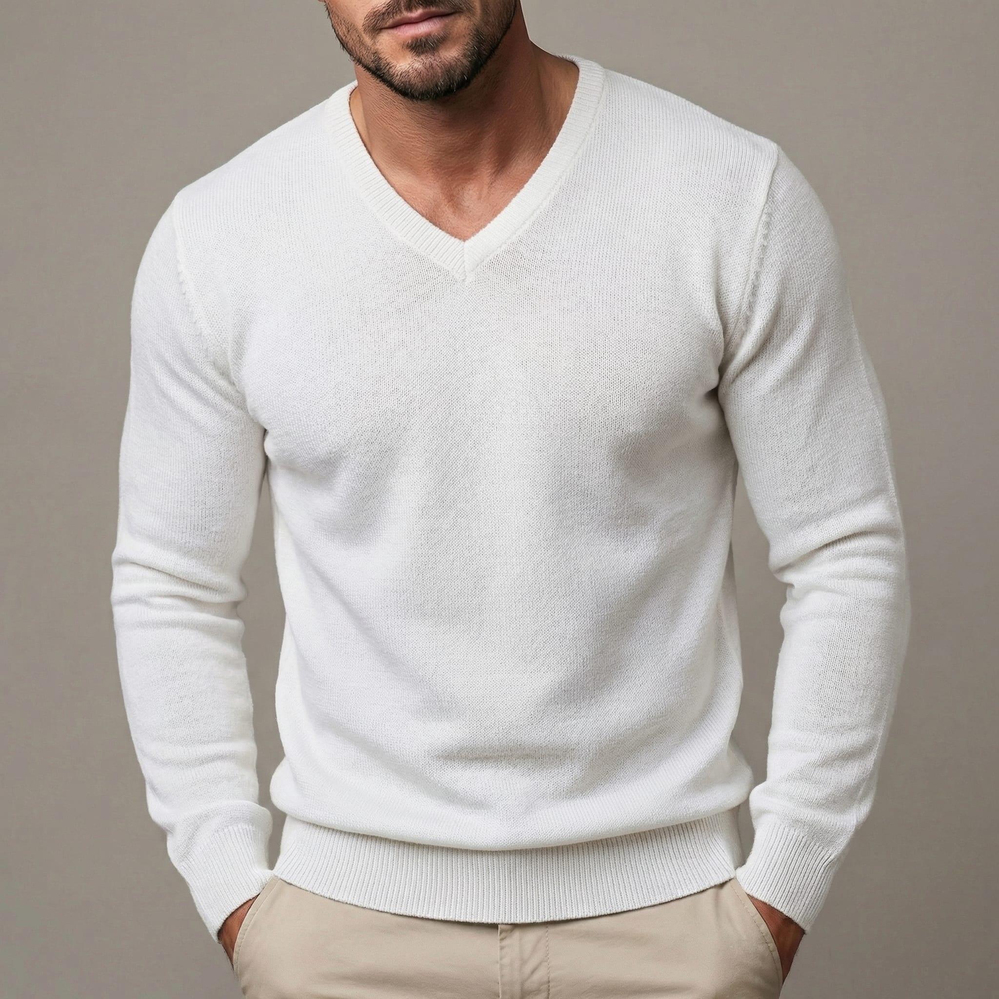 Men's Slim Fit V-Neck Jumper | Anselm_7