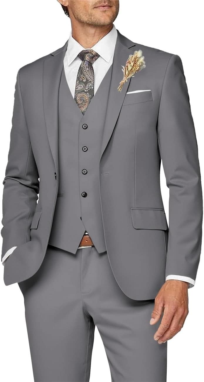 Men's Single Breasted Slim Three Piece Wedding Suit | Edmund_10