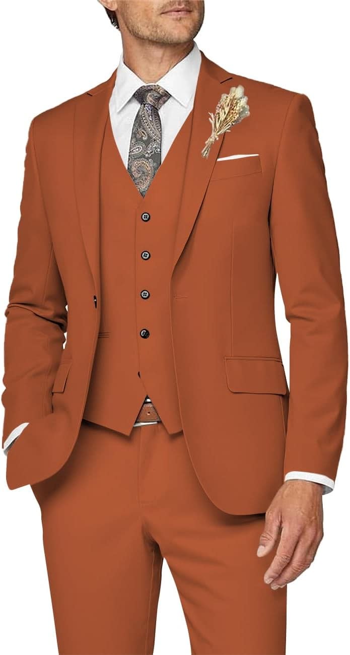 Men's Single Breasted Slim Three Piece Wedding Suit | Edmund_5