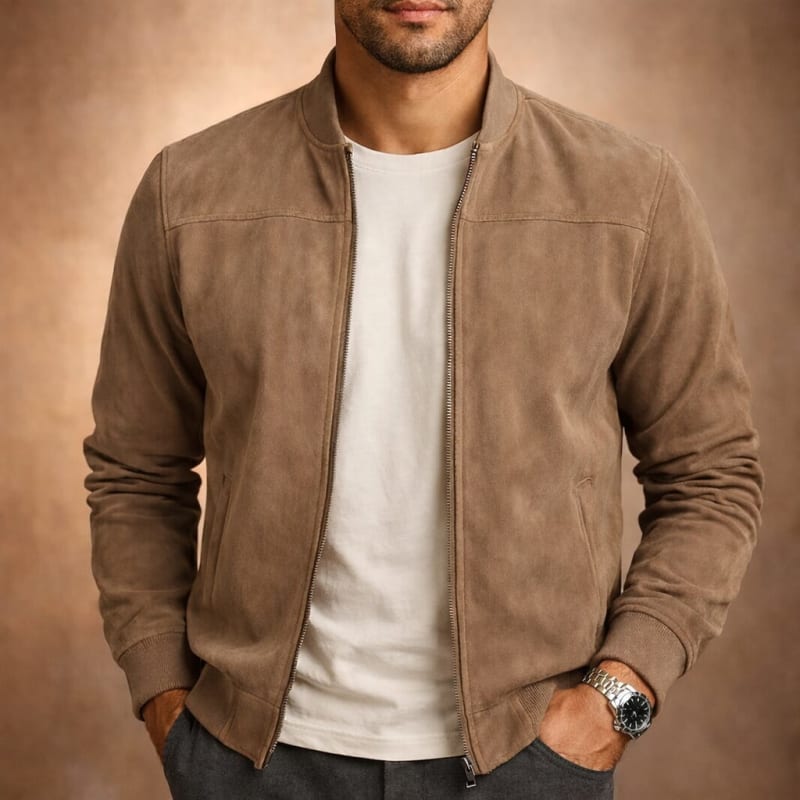 Men's Faux Suede Bomber Jacket | Wystan_1