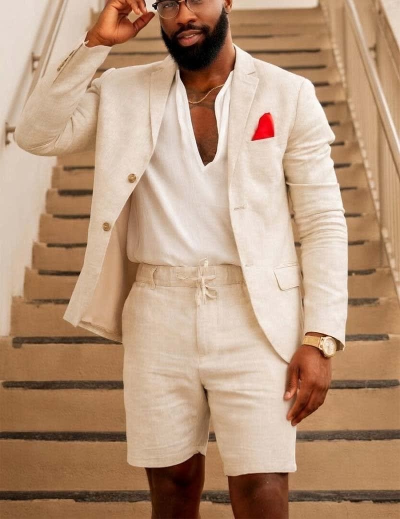 Men's Single Breasted Blazer and Shorts Two Piece Set | Barnaby_5