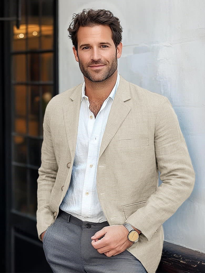 Men's Single Breasted Textured Blazer | Clifford_5