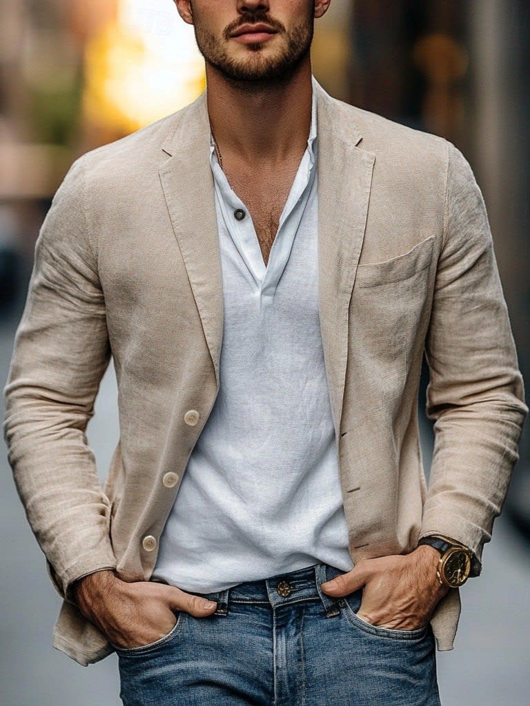 Men's Single Breasted Textured Blazer | Clifford_9