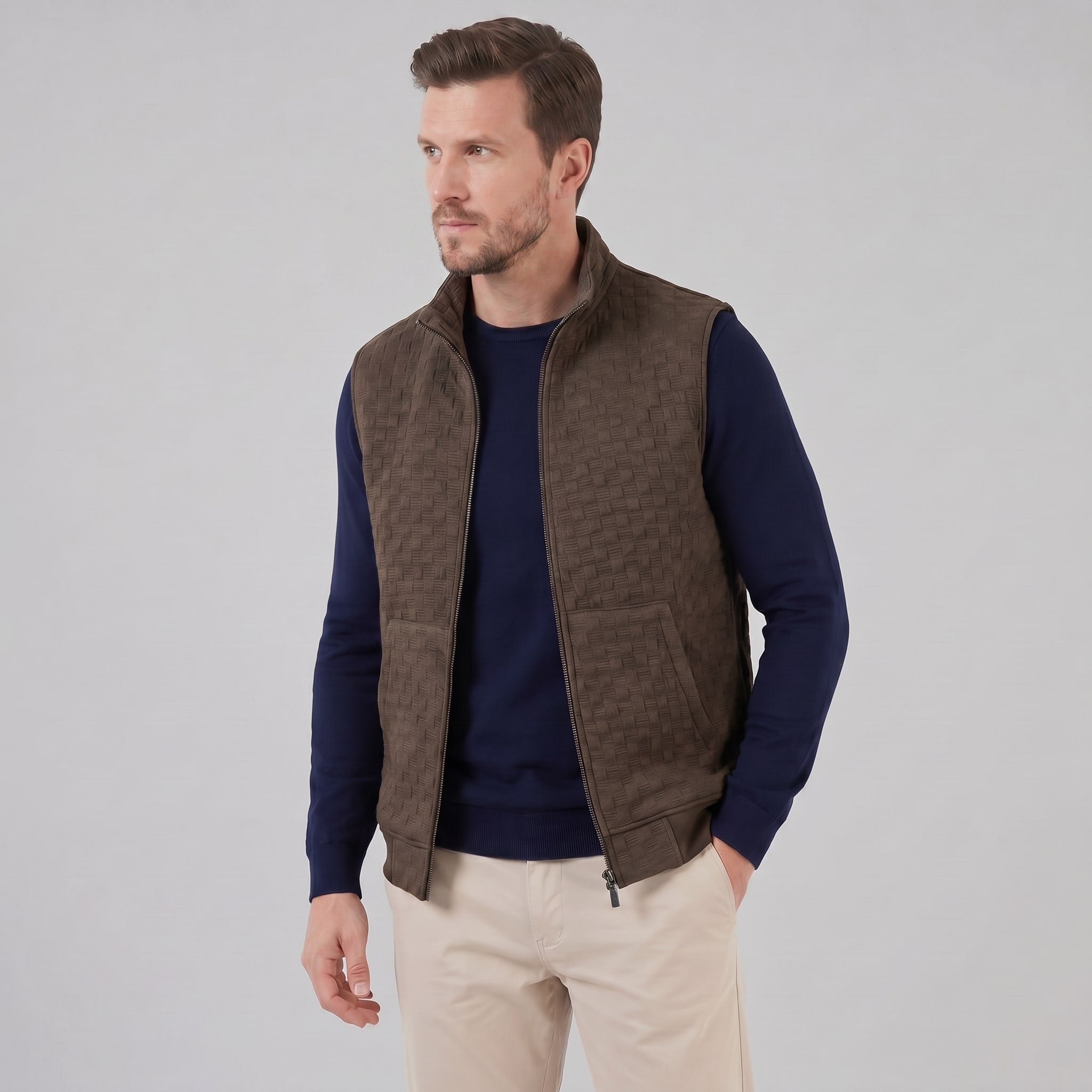 Men's Knit Zip-Up Gilet | Gethin_11