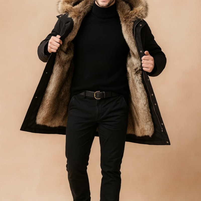 Men's Faux Fur Lined Hooded Parka | Donald_1