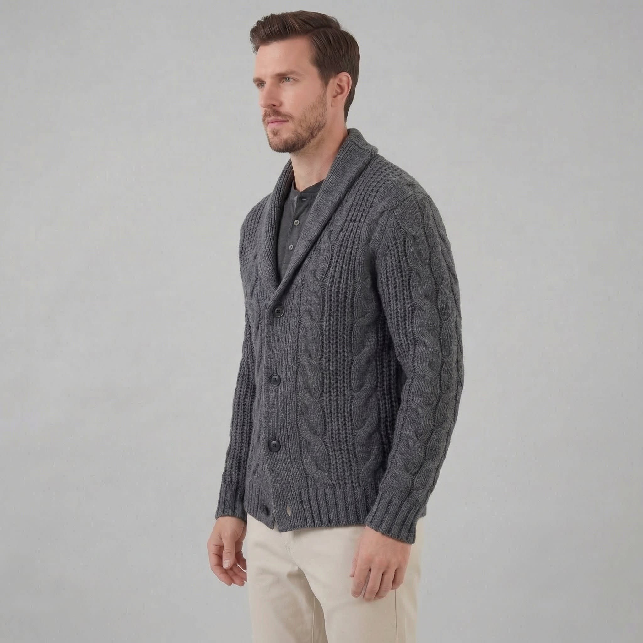 Men's Heavyweight Cable Knit Cardigan | Reggie_12