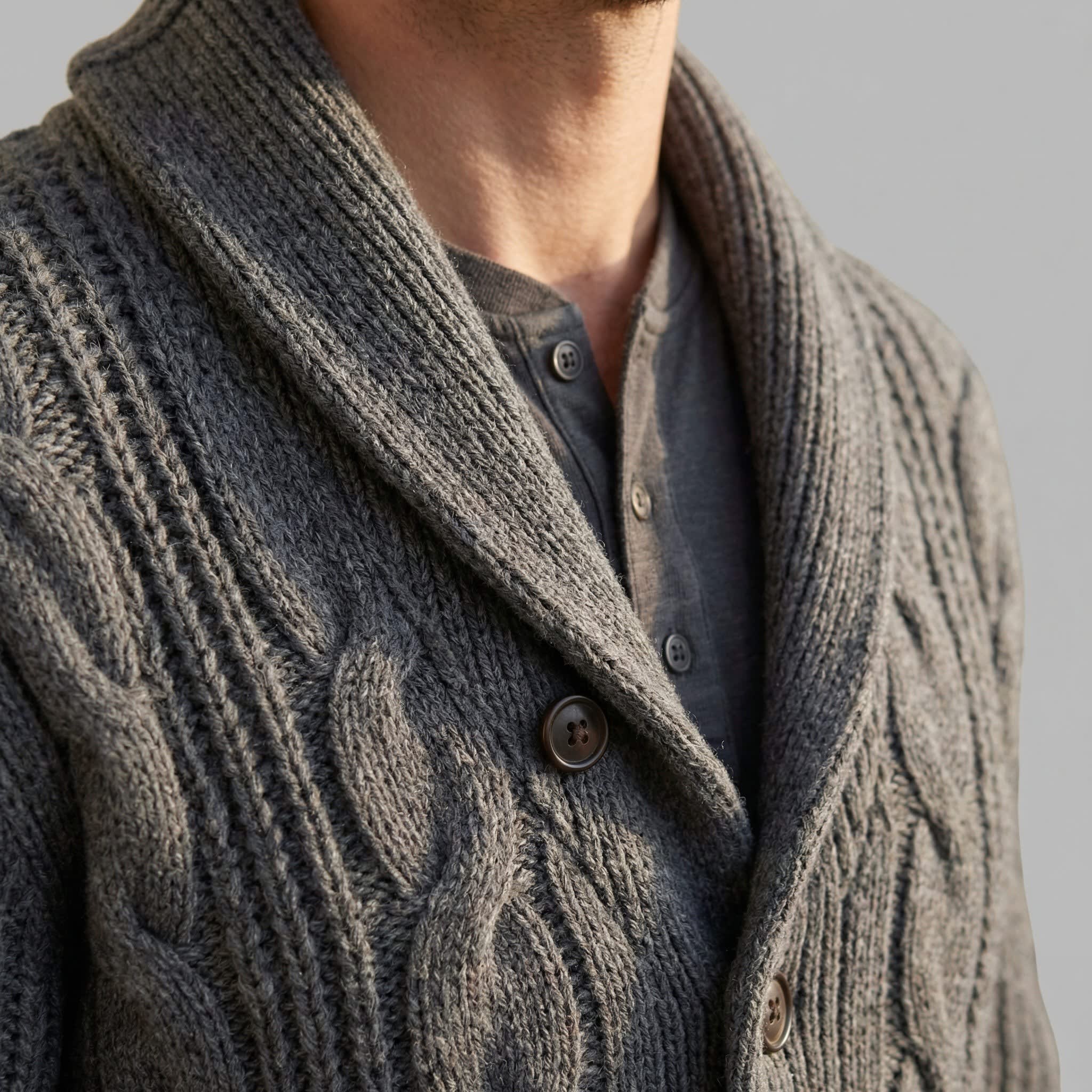 Men's Heavyweight Cable Knit Cardigan | Reggie_14