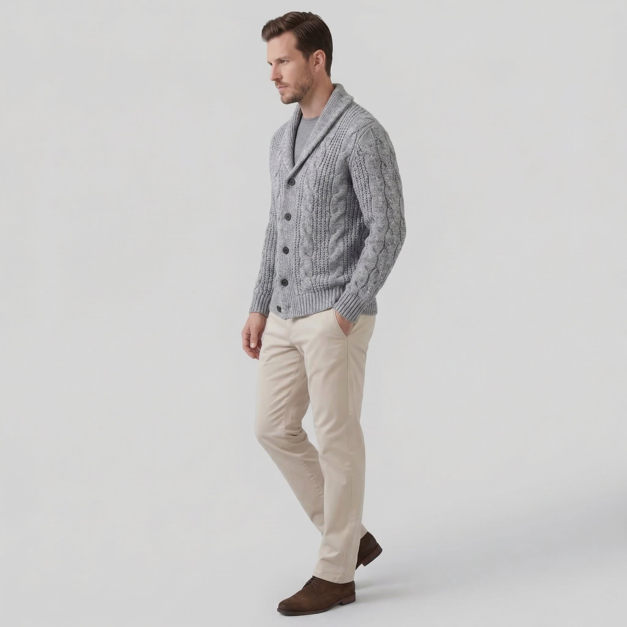 Men's Heavyweight Cable Knit Cardigan | Reggie_17