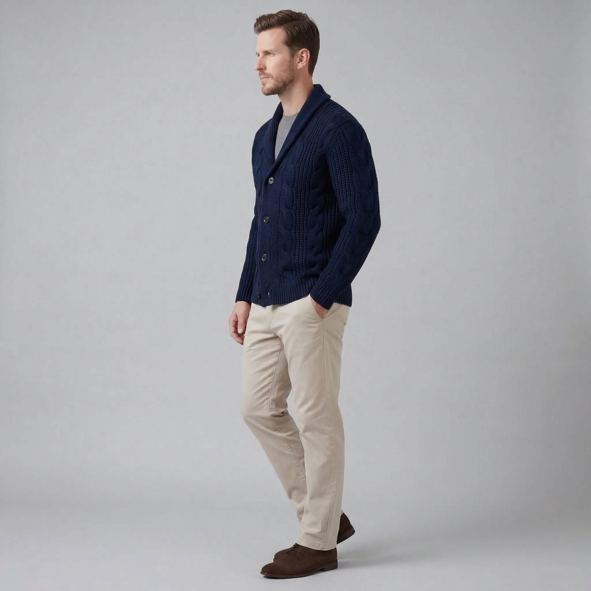 Men's Heavyweight Cable Knit Cardigan | Reggie_4