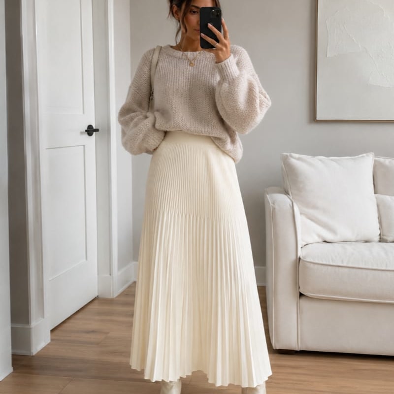 Women's Pleated Knit Maxi Skirt | Constance_1