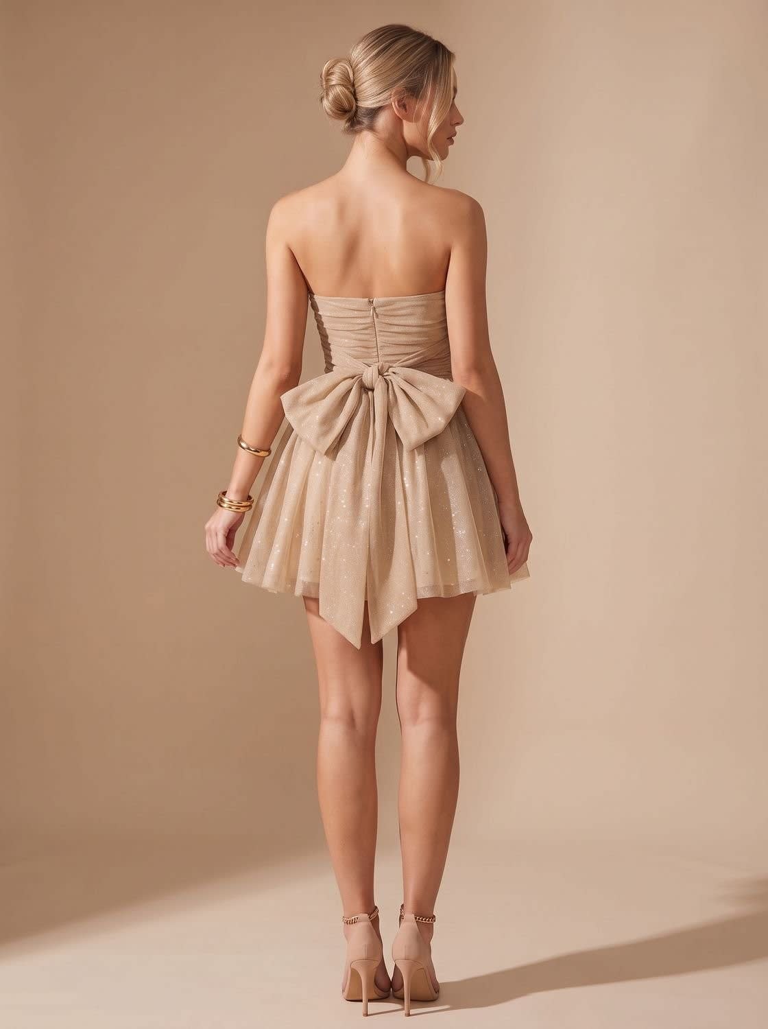 Women's Glitter Strapless Christmas Party Mini Dress | Felicity_5