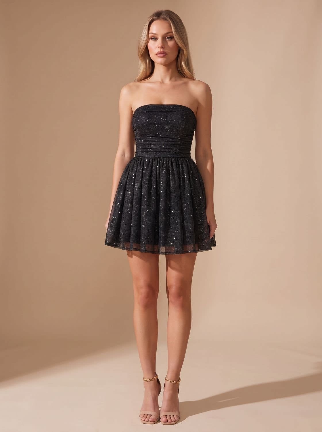 Women's Glitter Strapless Christmas Party Mini Dress | Felicity_9