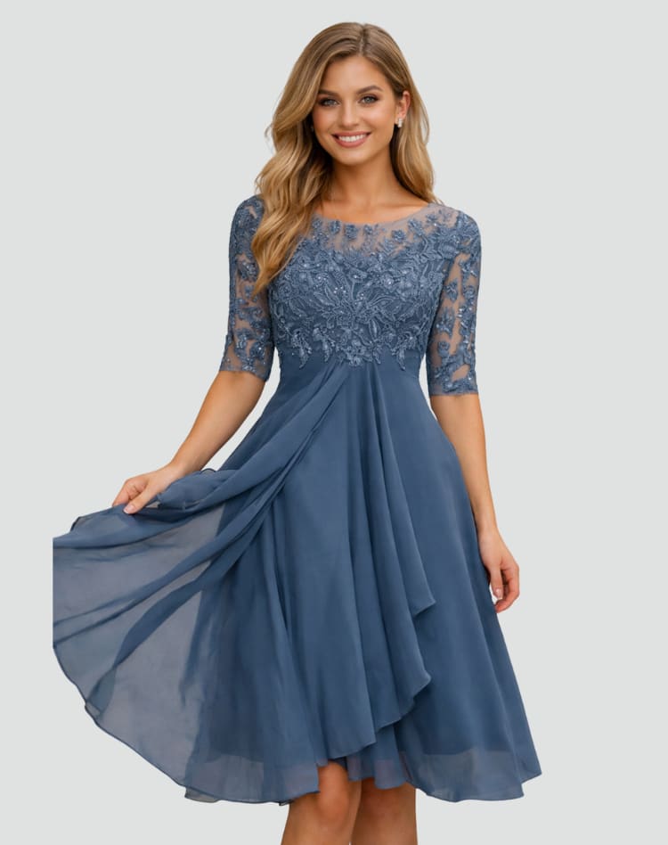 Women's Lace Wedding Guest Midi Dress | Annalise_2