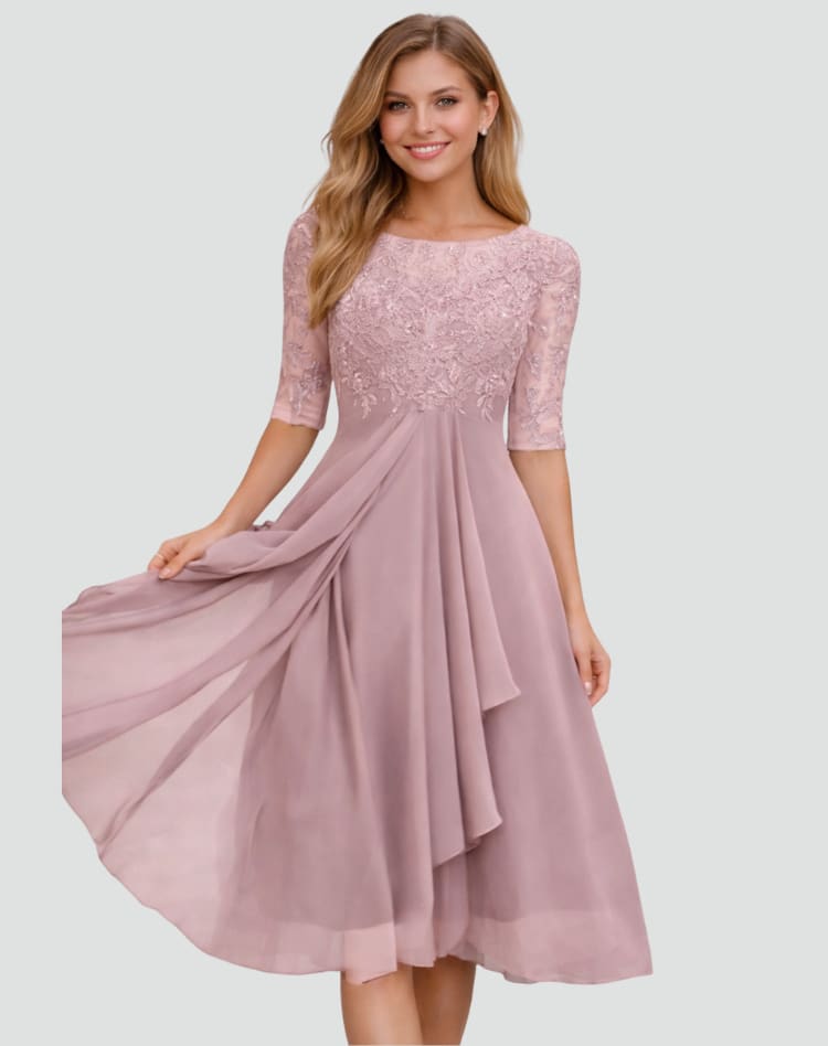 Women's Lace Wedding Guest Midi Dress | Annalise_8
