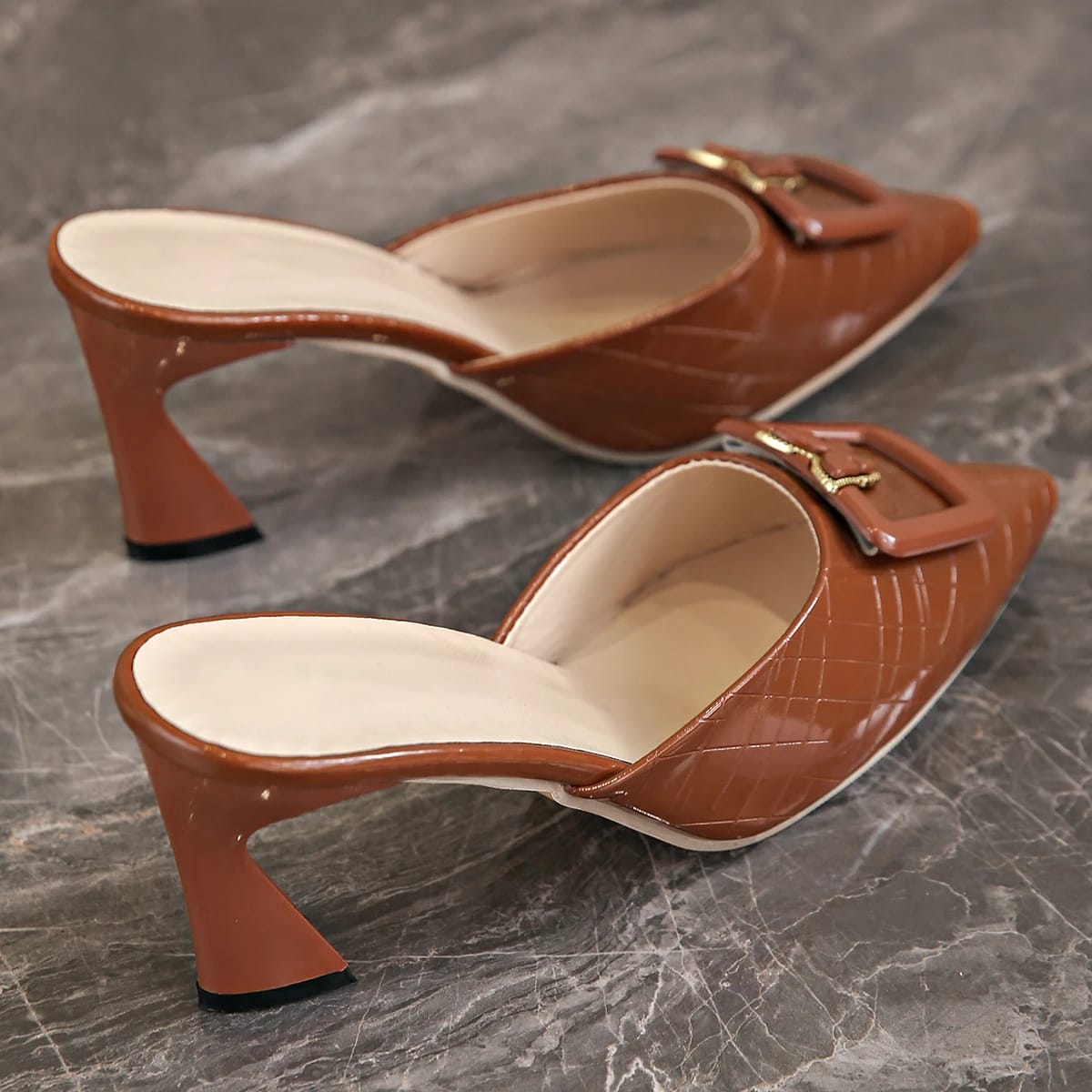 Women's Buckle Pointed Toe Mules | Muireall_6