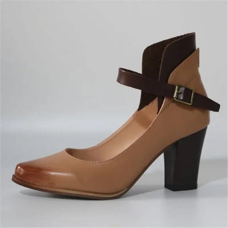 Women's Ankle Strap Block Heel Court Shoes | Malvina_9