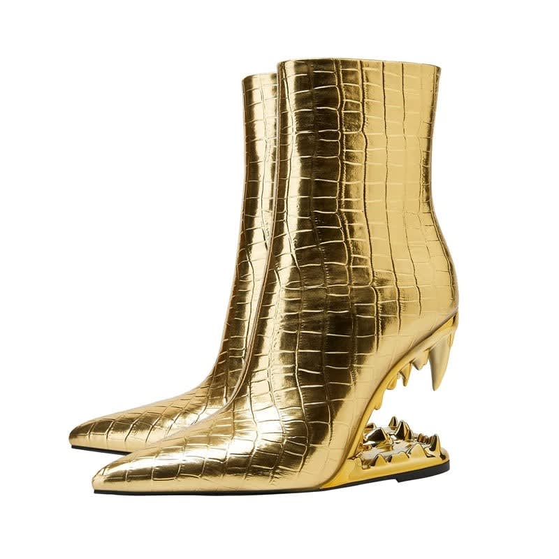 Women's Pointed Toe Sculptural Heel Ankle Boots | Mairead_7