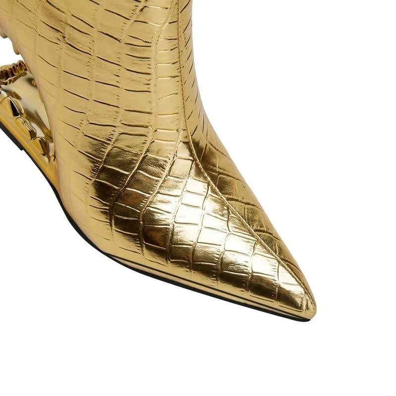 Women's Pointed Toe Sculptural Heel Ankle Boots | Mairead_9