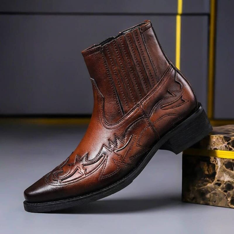 Men's Leather Western Ankle Boots | Elliot_1