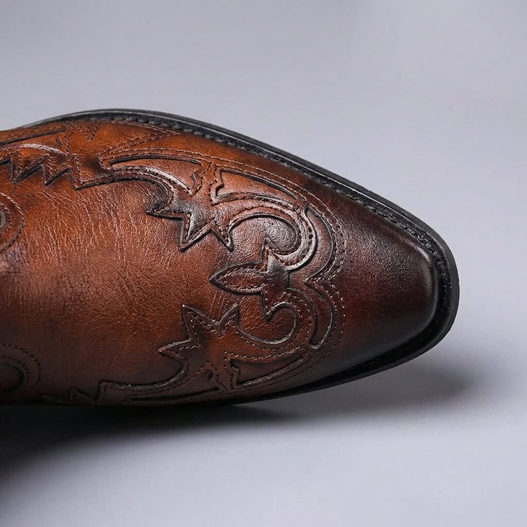 Men's Leather Western Ankle Boots | Elliot_4