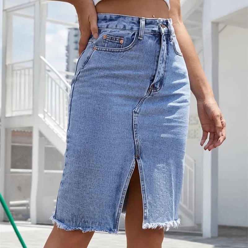 Women's High Waist Denim Skirt | Honor_1