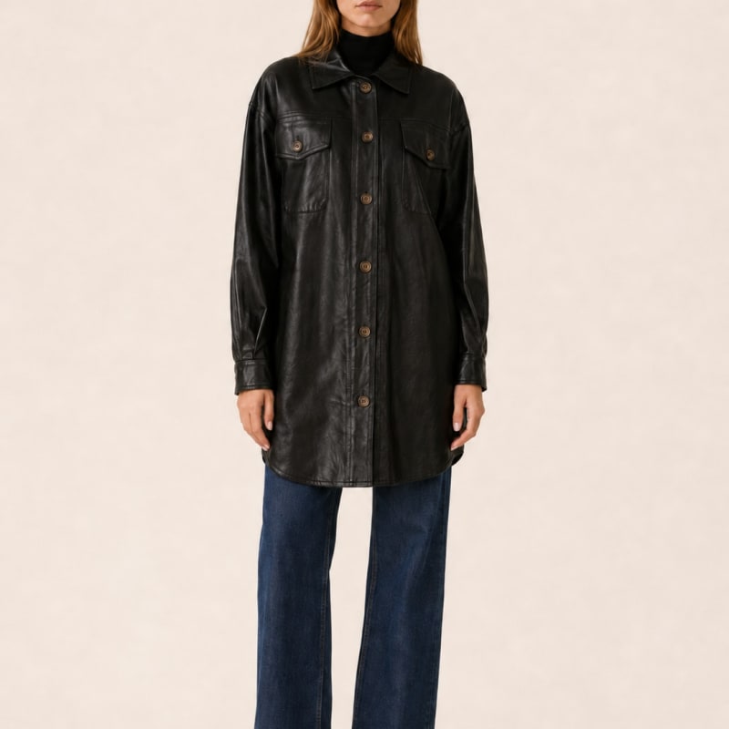 Women's Relaxed Shirt Jacket with Chest Pockets | Hannah Douglas_1