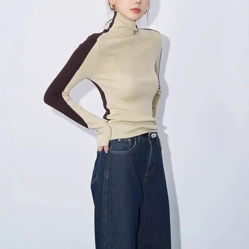 Women's Color Block High Neck Top | Gwynneth_2
