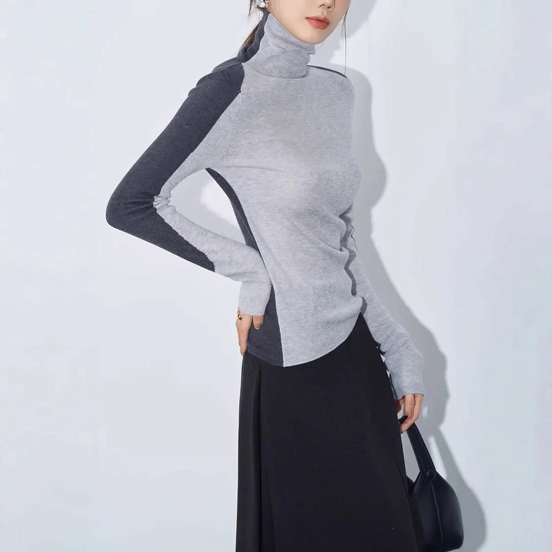 Women's Color Block High Neck Top | Gwynneth_4