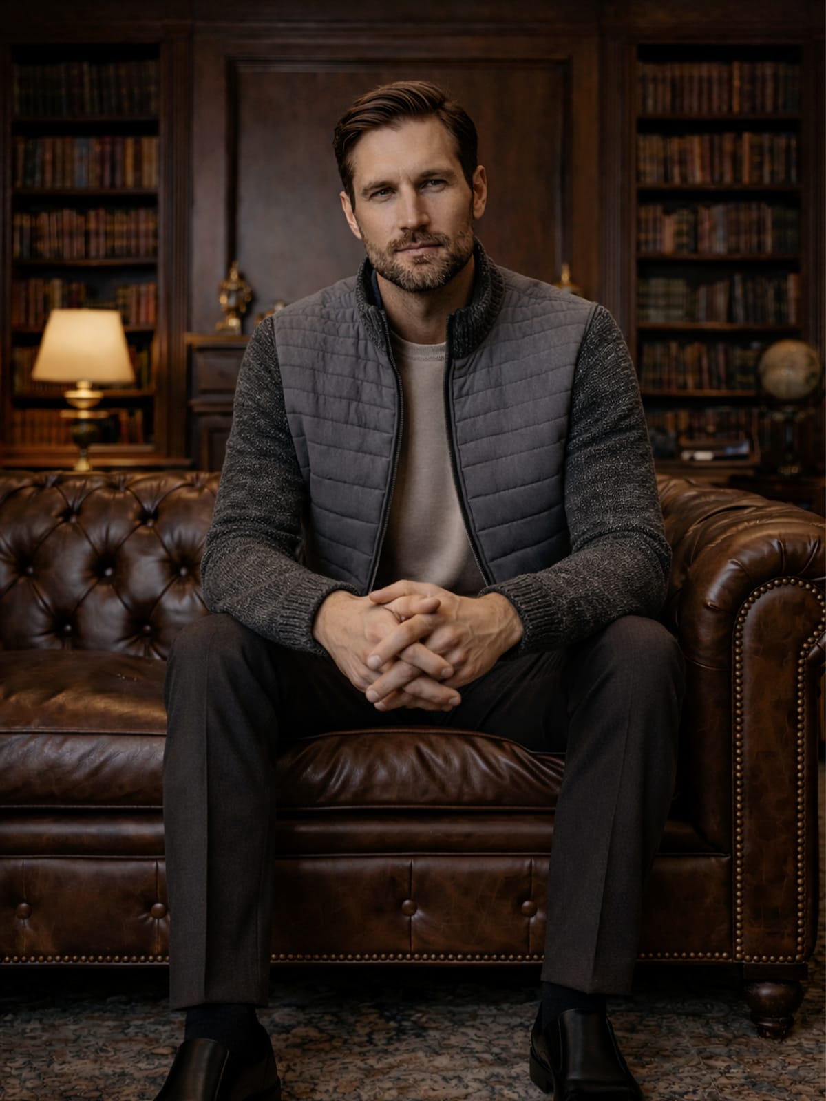 Men's Quilted Zip Up Hybrid Jacket | Damon_8
