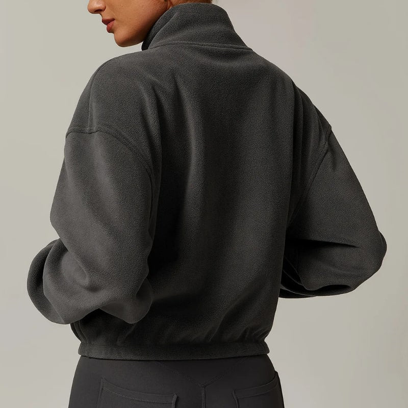 Women's Cropped Fleece Zip Up Jacket | Cara_14