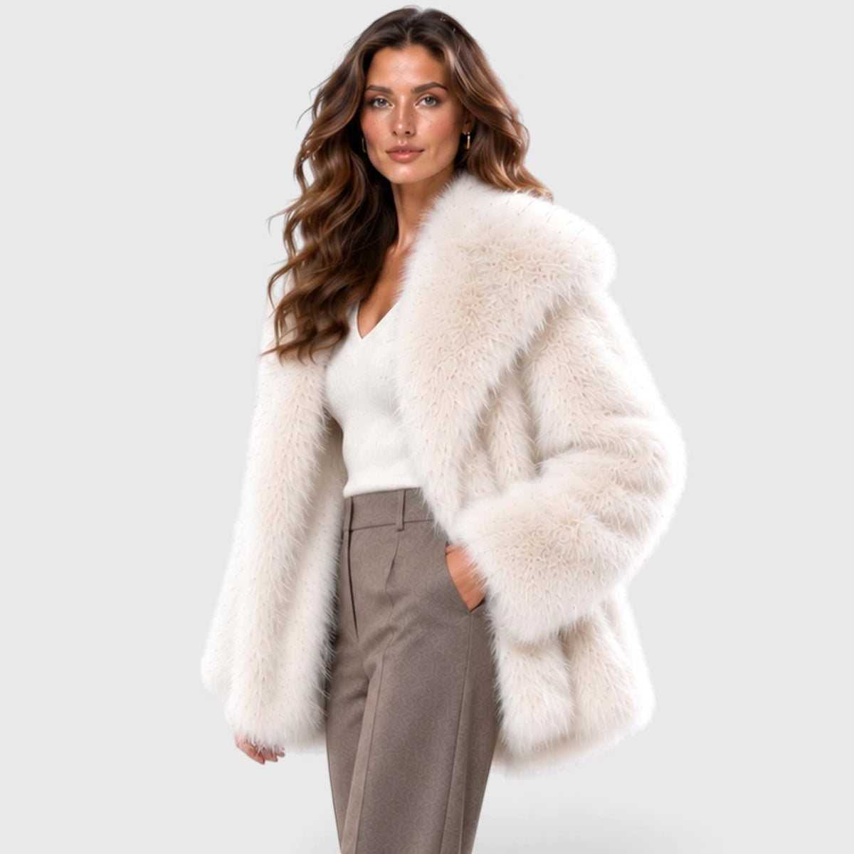 Women's Plush Faux Fur Short Coat | Marianne_14