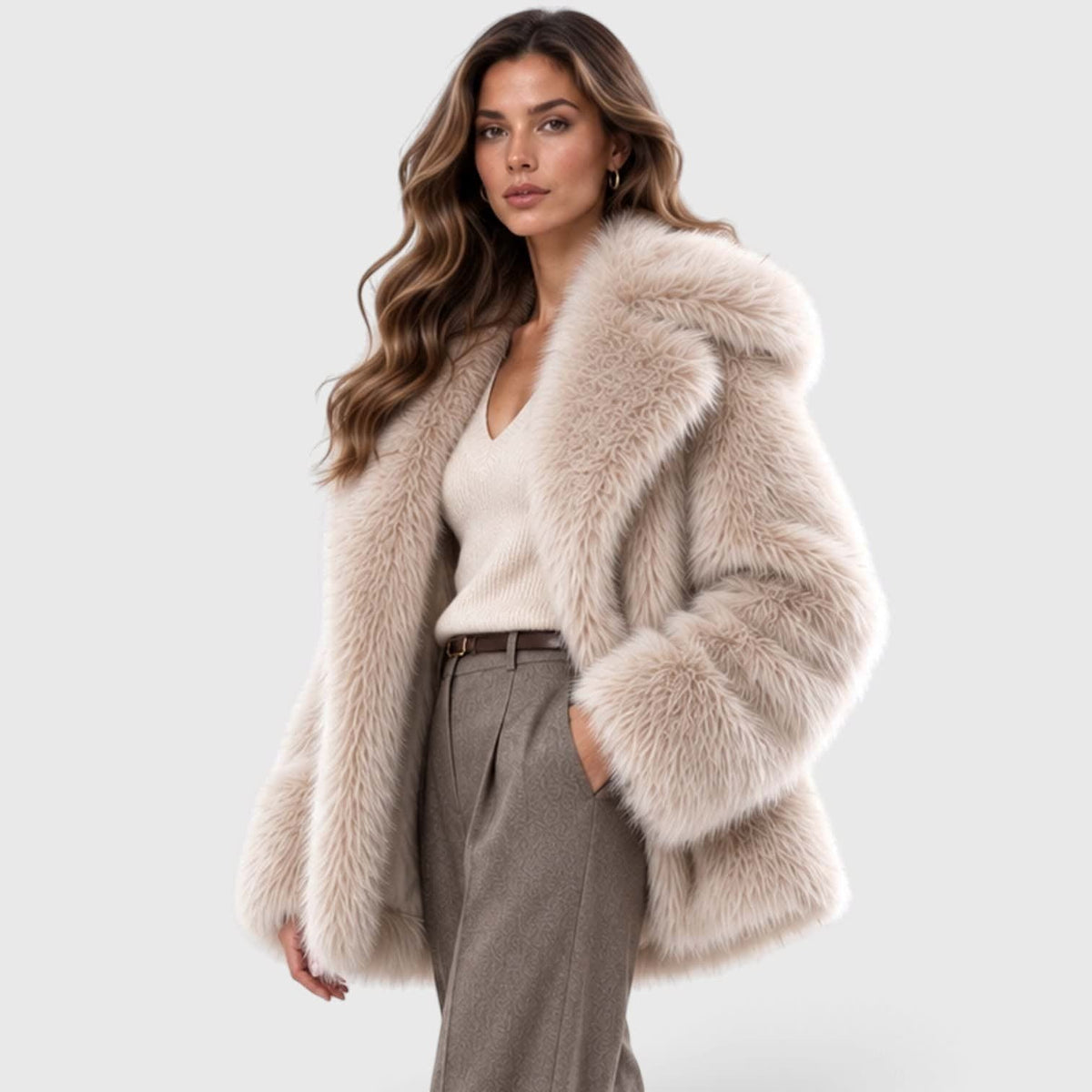 Women's Plush Faux Fur Short Coat | Marianne_2