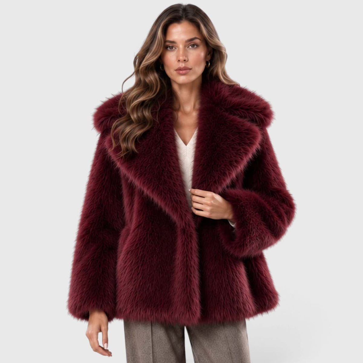 Women's Plush Faux Fur Short Coat | Marianne_7