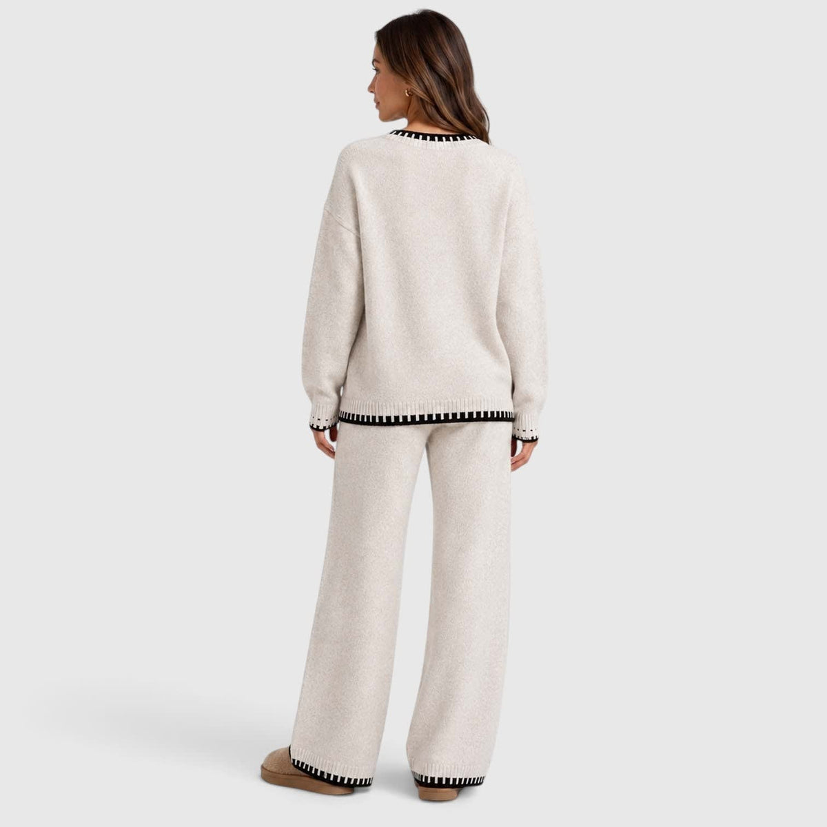 Women's Contrast Stitch Knit Co-ord Set | Octavia_2