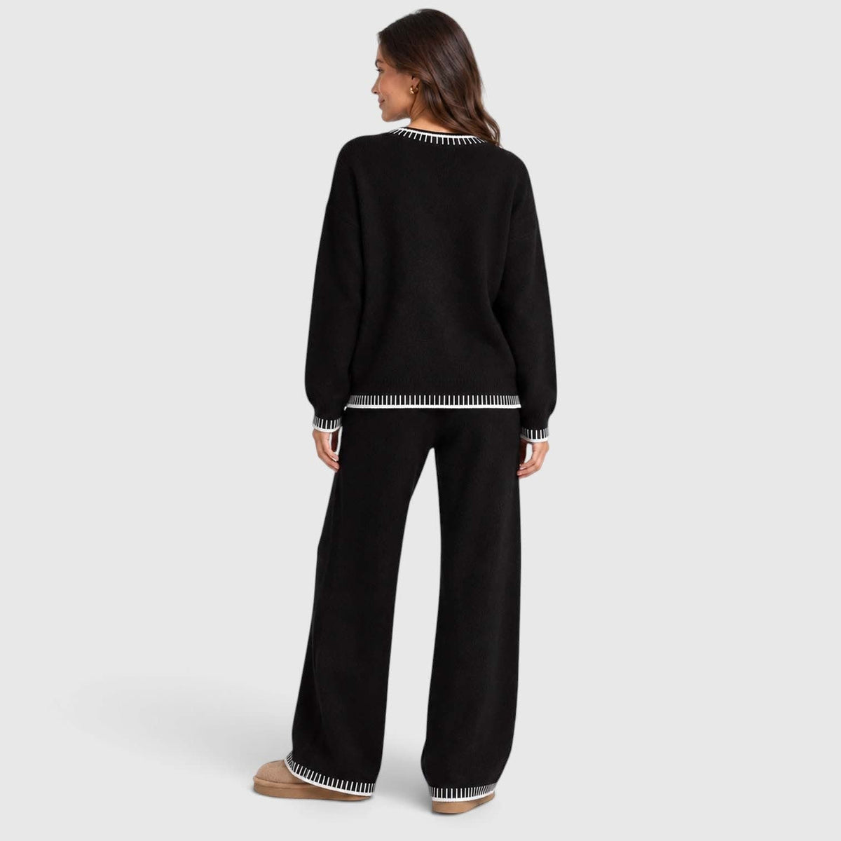 Women's Contrast Stitch Knit Co-ord Set | Octavia_4