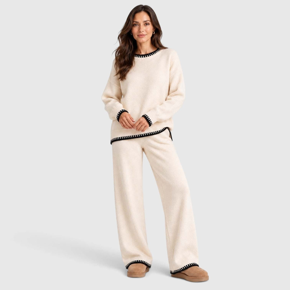 Women's Contrast Stitch Knit Co-ord Set | Octavia_5