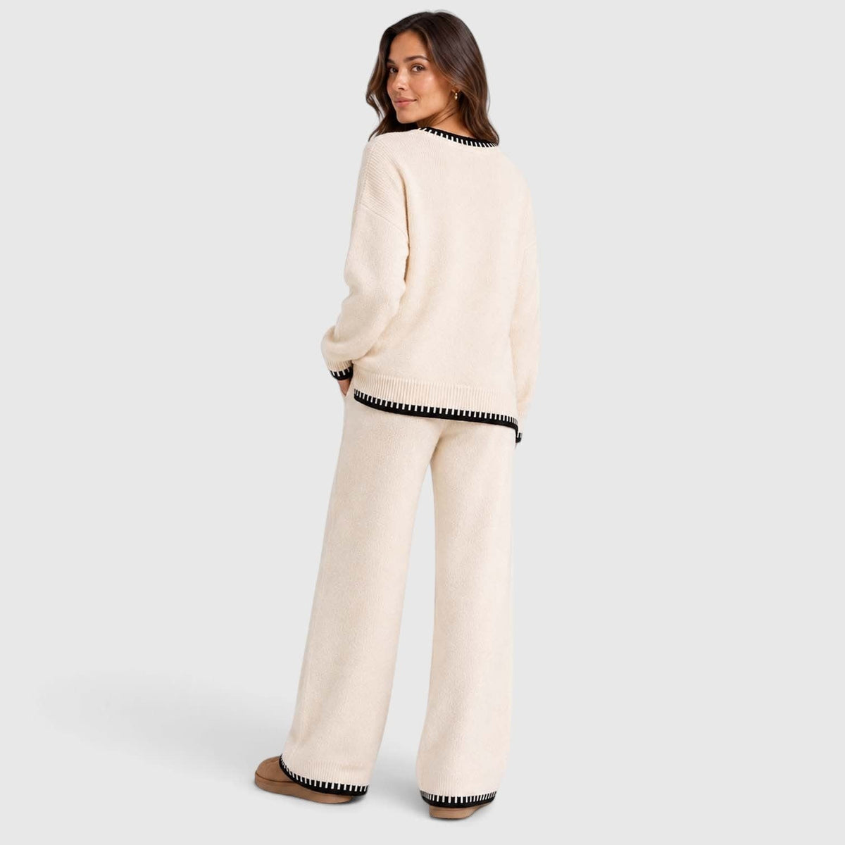 Women's Contrast Stitch Knit Co-ord Set | Octavia_6
