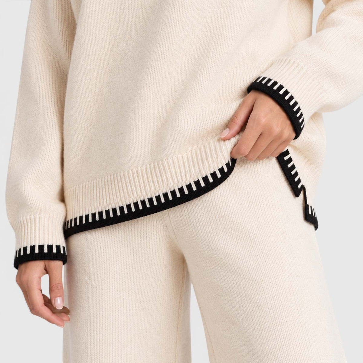 Women's Contrast Stitch Knit Co-ord Set | Octavia_7