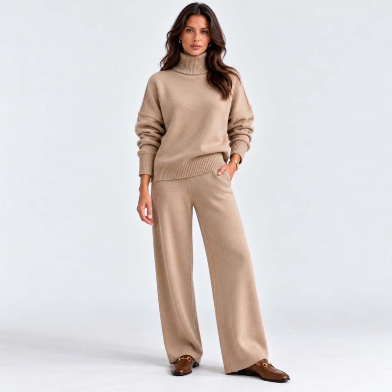 Women's Roll Neck Knit Co-ord Set | Clarissa_1