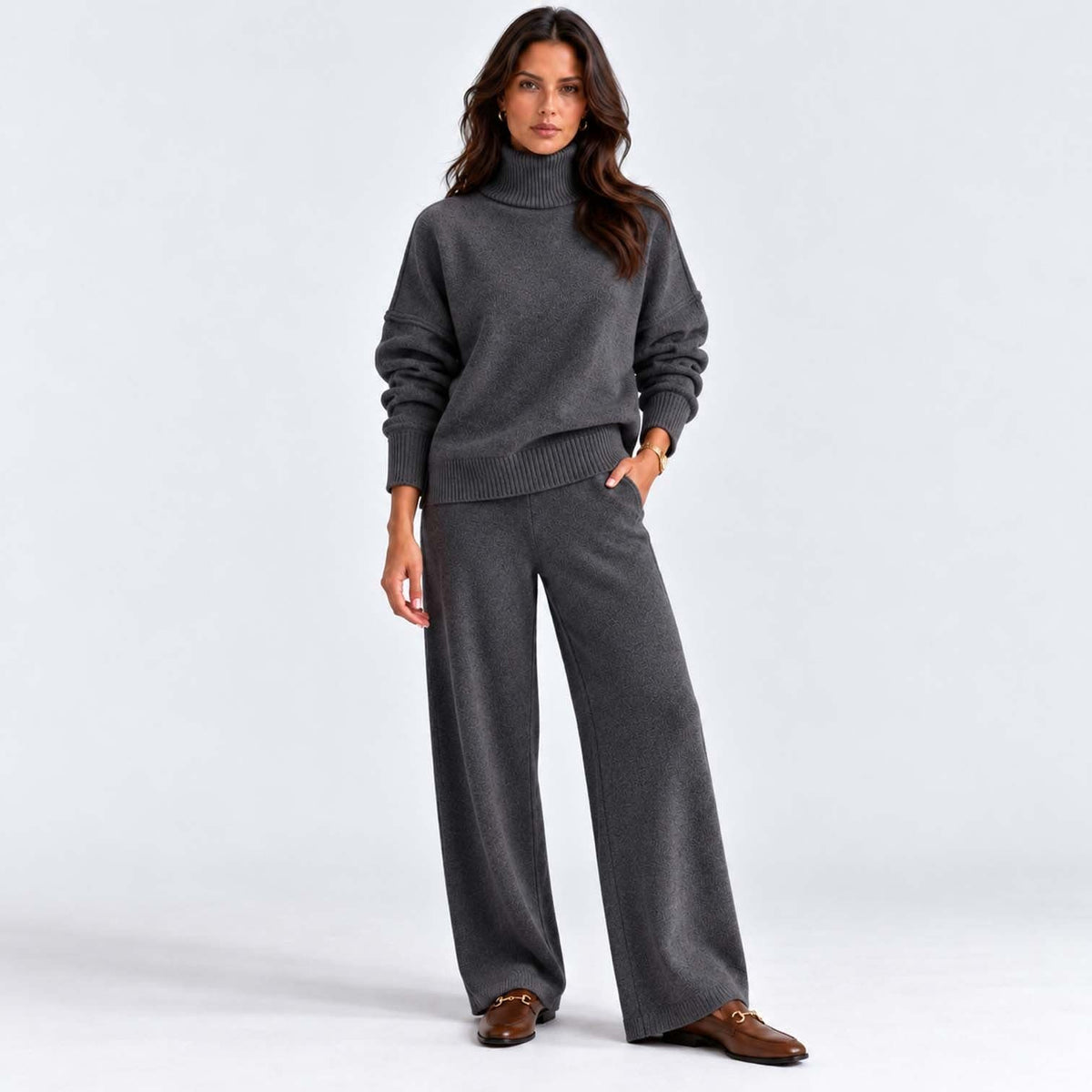 Women's Roll Neck Knit Co-ord Set | Clarissa_19
