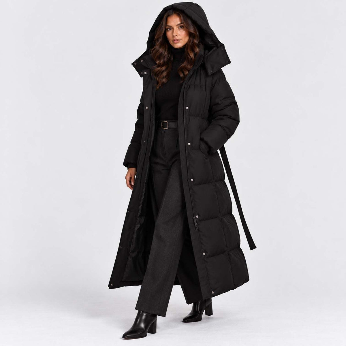 Women's Long Hooded Puffer Coat | Cerys_10