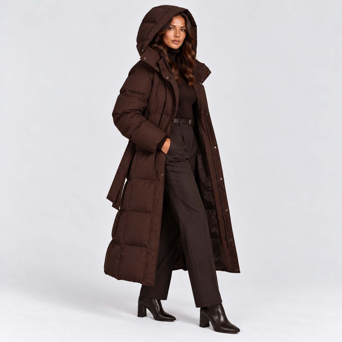 Women's Long Hooded Puffer Coat | Cerys_4