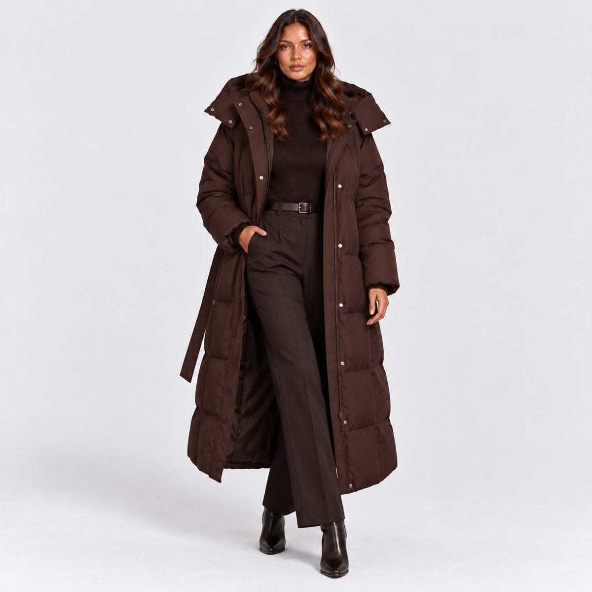 Women's Long Hooded Puffer Coat | Cerys_6