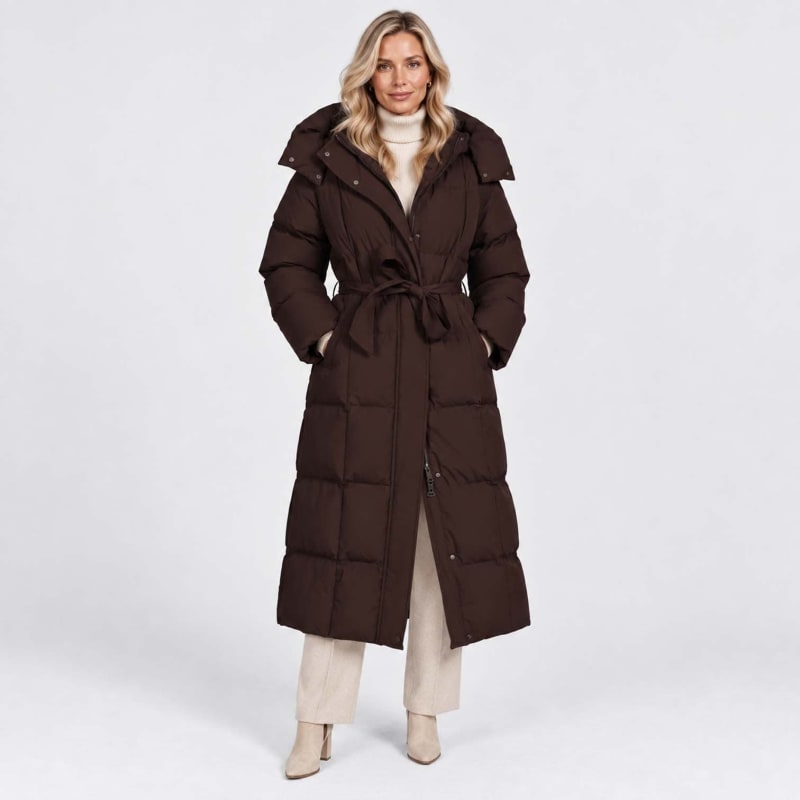 Women's Belted Long Puffer Coat | Bethan_1