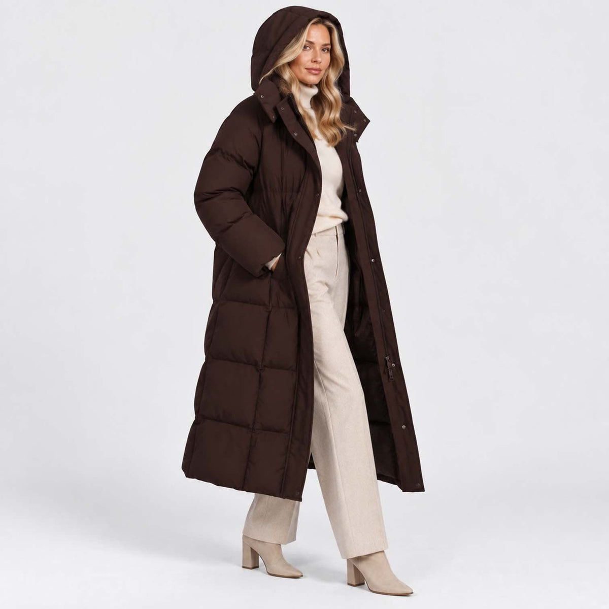 Women's Belted Long Puffer Coat | Bethan_2
