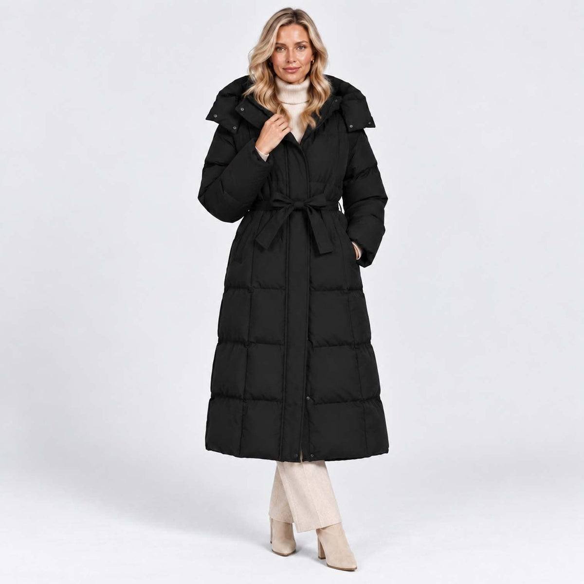 Women's Belted Long Puffer Coat | Bethan_6